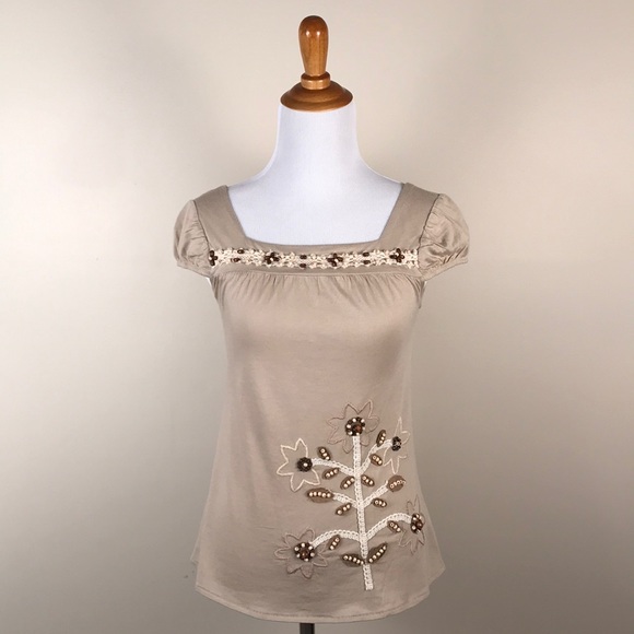 NWT Sweetees Cap Sleeve Beaded Top - Picture 2 of 6